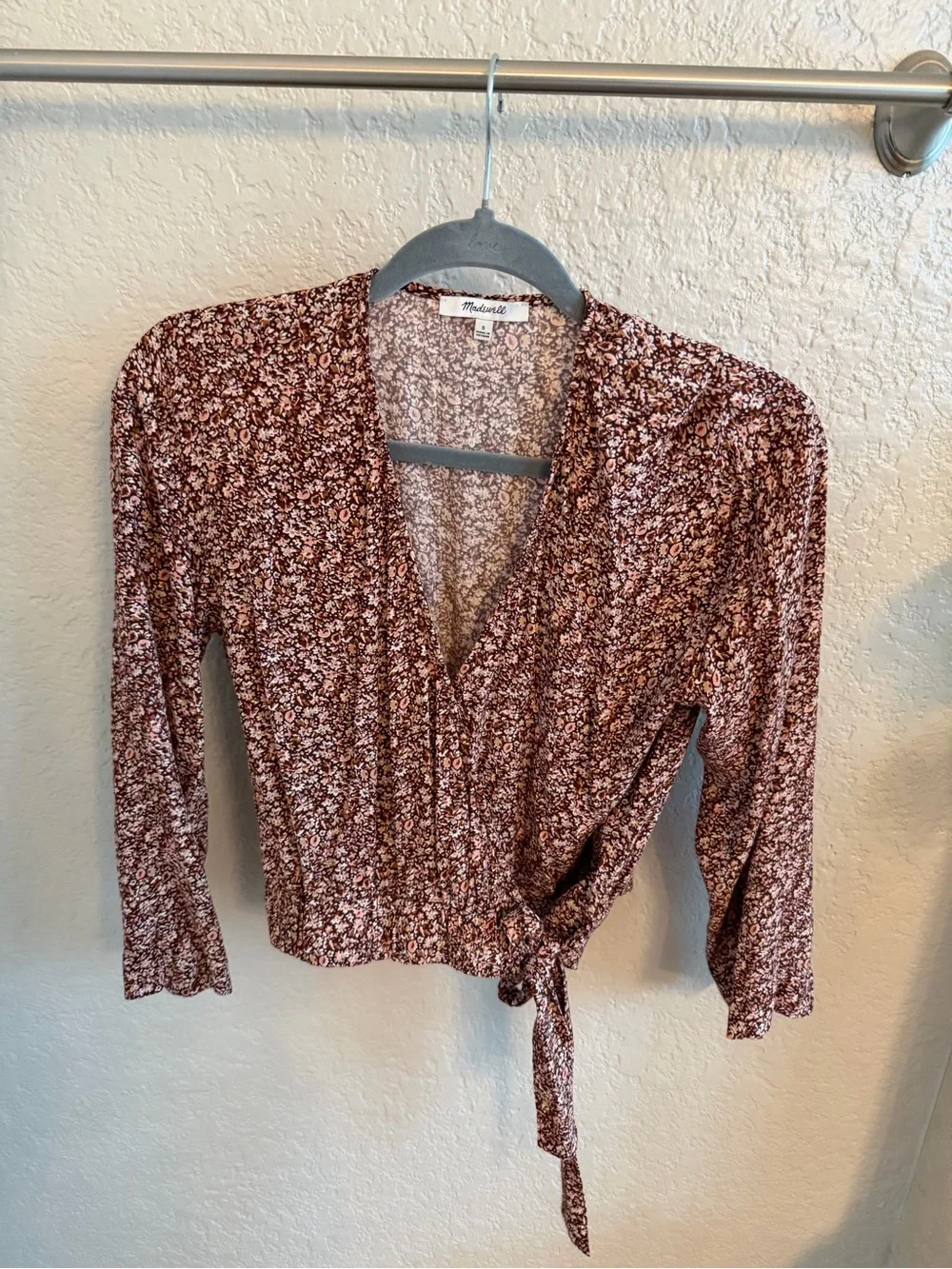 Madewell Brown Floral Wrap Top & Midi Skirt Set